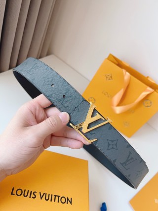 Louis Vuitton Monogram Canvas Belt with Gold LV Buckle view 3