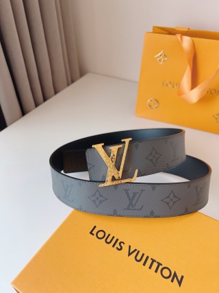 Louis Vuitton Monogram Canvas Belt with Gold LV Buckle view 6