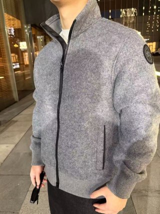 Moncler Grey Wool Zip Jacket