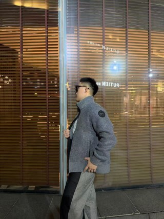 Moncler Grey Wool Zip Jacket view 2