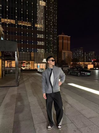 Moncler Grey Wool Zip Jacket view 6