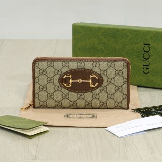 Gucci 1955 Horsebit Zip Wallet Beige & Brown