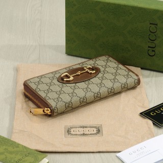 Gucci 1955 Horsebit Zip Wallet Beige & Brown view 4