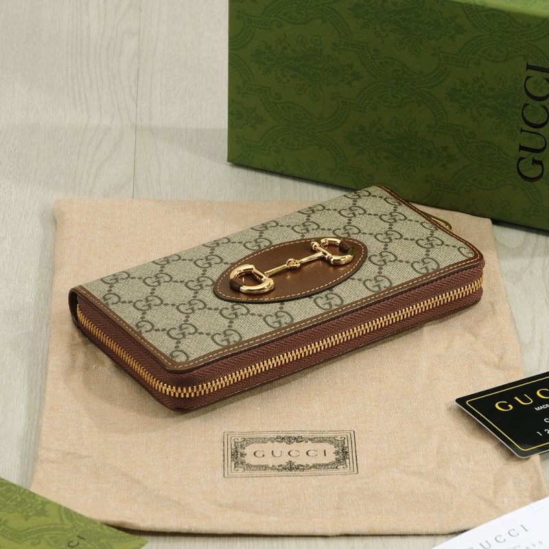 Gucci 1955 Horsebit Zip Wallet Beige & Brown view