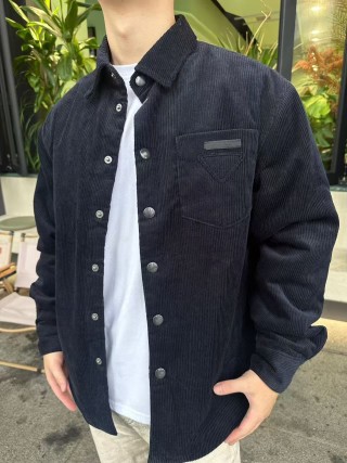 Stone Island Navy Ribbed Overshirt Jacket