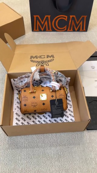 MCM Cognac Visetos Medium Satchel Bag