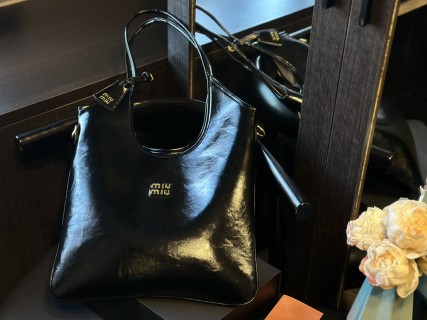Miu Miu Black Leather Tote Bag 30cm
