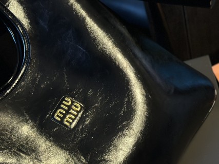 Miu Miu Black Leather Tote Bag 30cm view 4