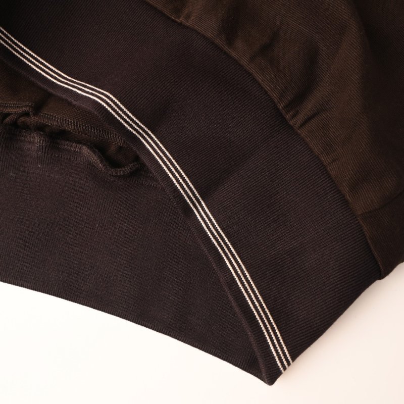 Navy & Brown Color-Block Track Jacket with Striped Trim view