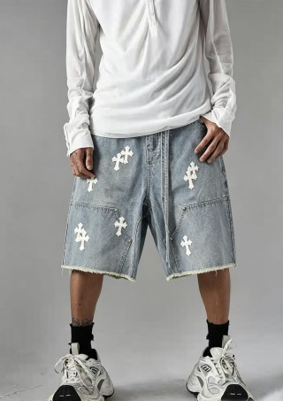 Chrome Hearts Cross Denim Shorts Grey view 2