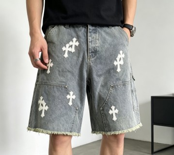 Chrome Hearts Cross Denim Shorts Grey view 4