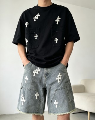 Chrome Hearts Cross Denim Shorts Grey view 6