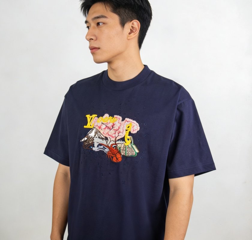 Navy Abstract Graphic Short Sleeve T-Shirt view