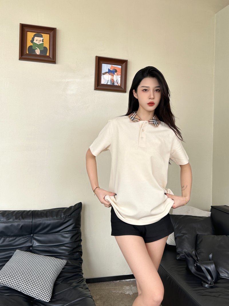 Cream Henley Short Sleeve T-Shirt with Plaid Collar view
