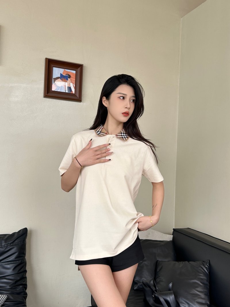 Cream Henley Short Sleeve T-Shirt with Plaid Collar view