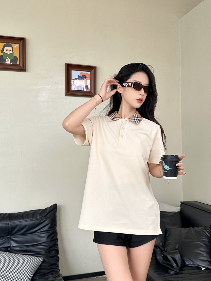 Cream Henley Short Sleeve T-Shirt with Plaid Collar view
