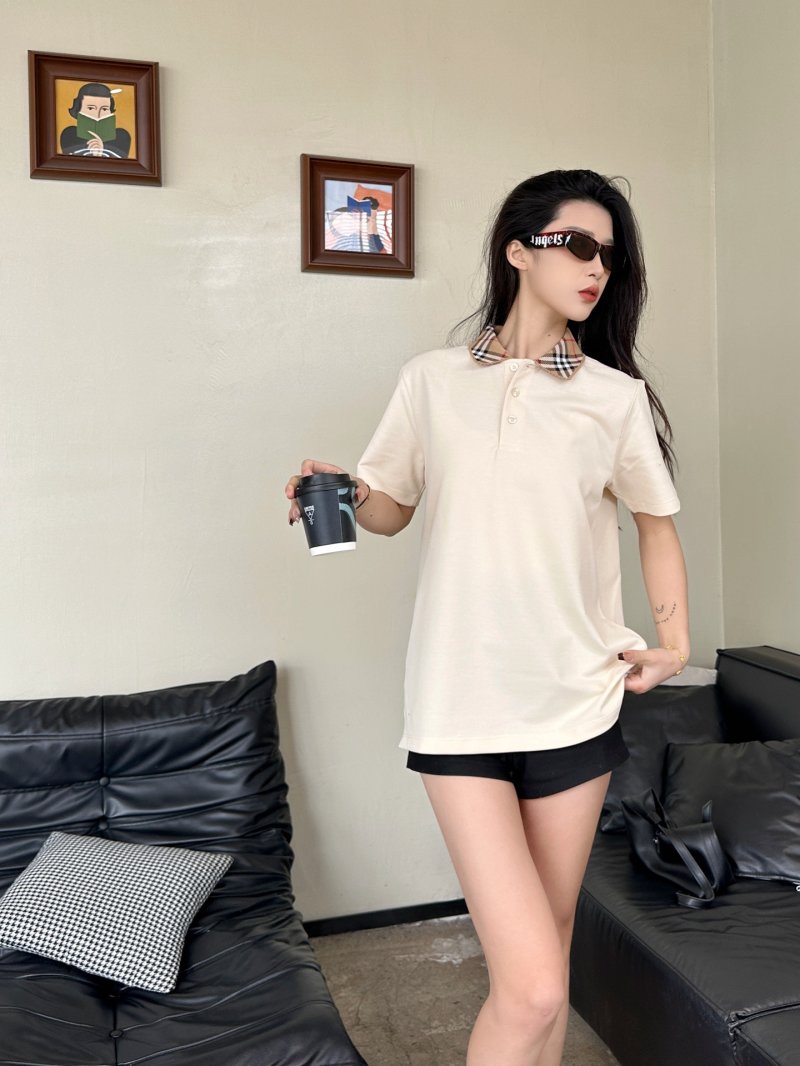 Cream Henley Short Sleeve T-Shirt with Plaid Collar view
