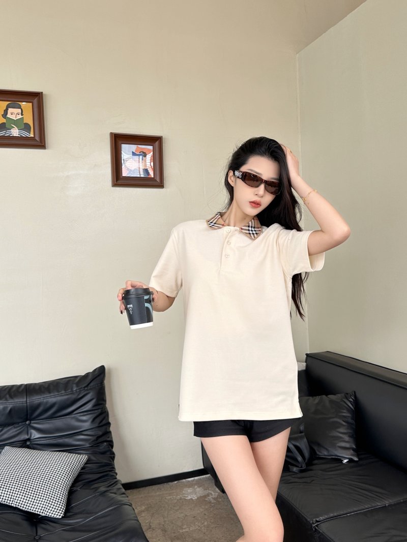 Cream Henley Short Sleeve T-Shirt with Plaid Collar view