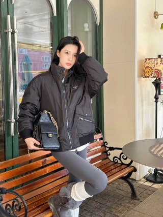 Prada Black Quilted Down Jacket view 2
