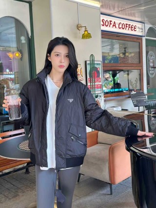 Prada Black Quilted Down Jacket view 8