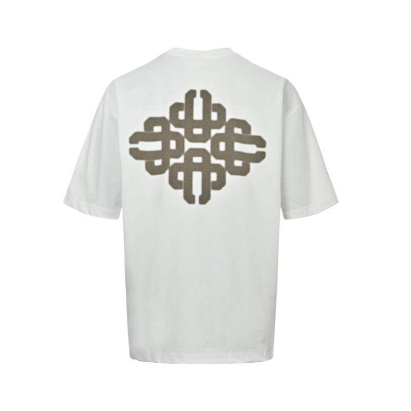 White Short Sleeve T-Shirt with Geometric Back Print view