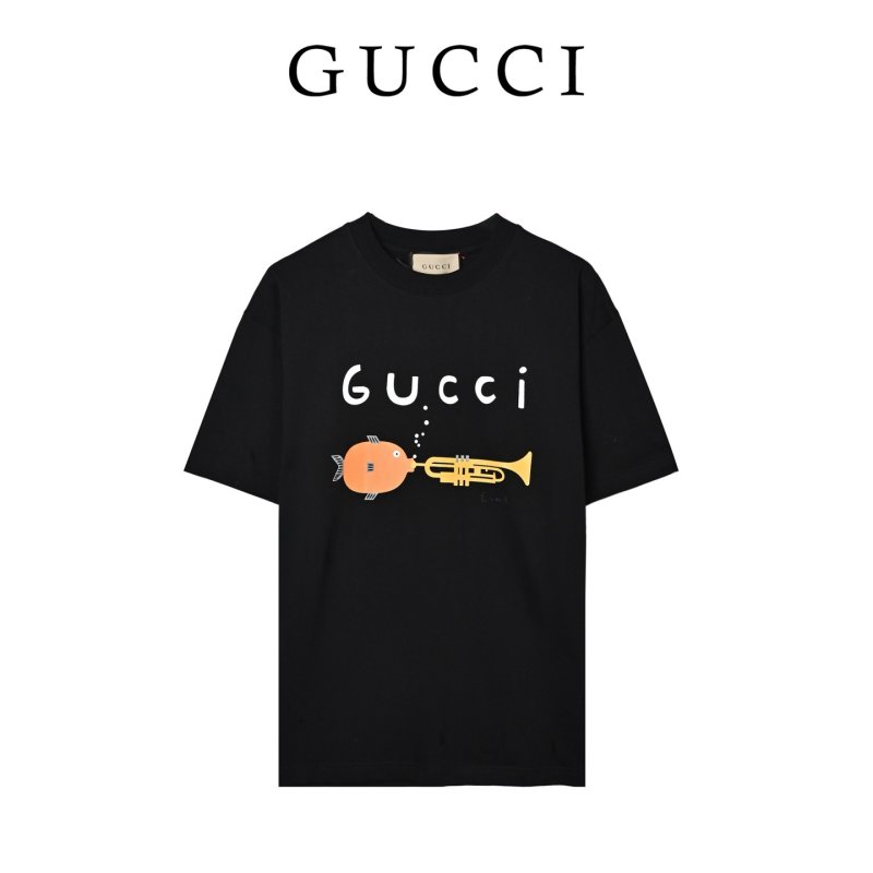 Gucci Musical Trumpet Orange Pumpkin Black T-Shirt view