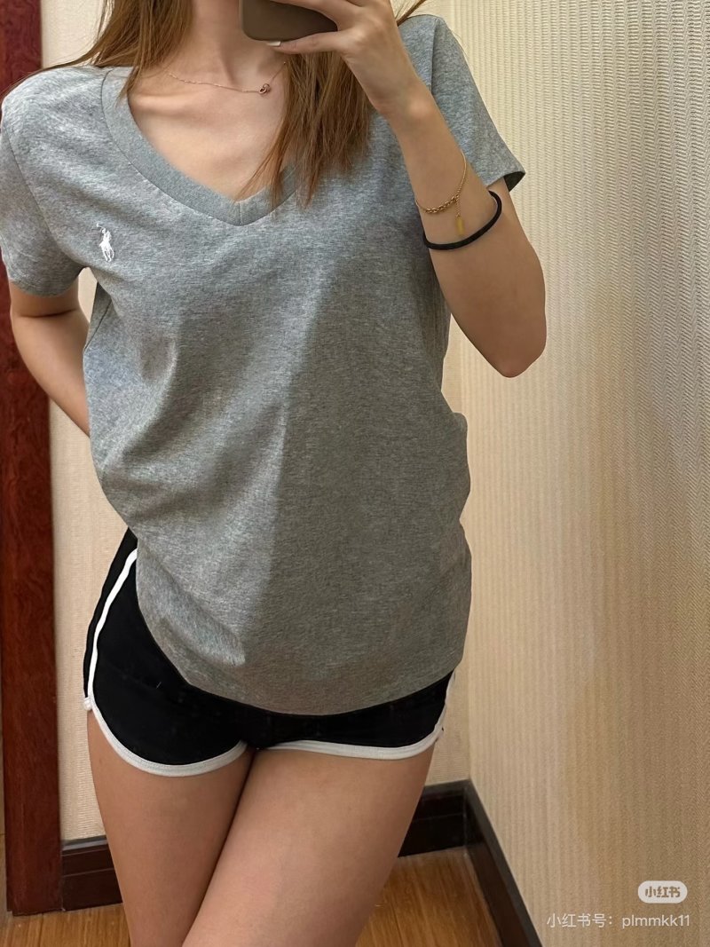 Grey V-Neck Short Sleeve T-Shirt