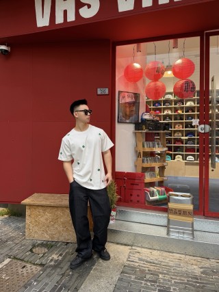 Dior Cream Four-Leaf Clover Embroidered T-Shirt view 6