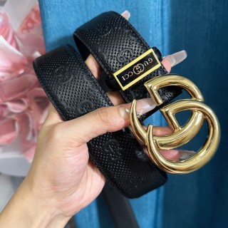 Gucci GG Marmont Black Leather Belt with Gold Buckle view 2