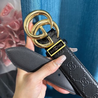 Gucci GG Marmont Black Leather Belt with Gold Buckle view 3