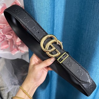 Gucci GG Marmont Black Leather Belt with Gold Buckle view 4