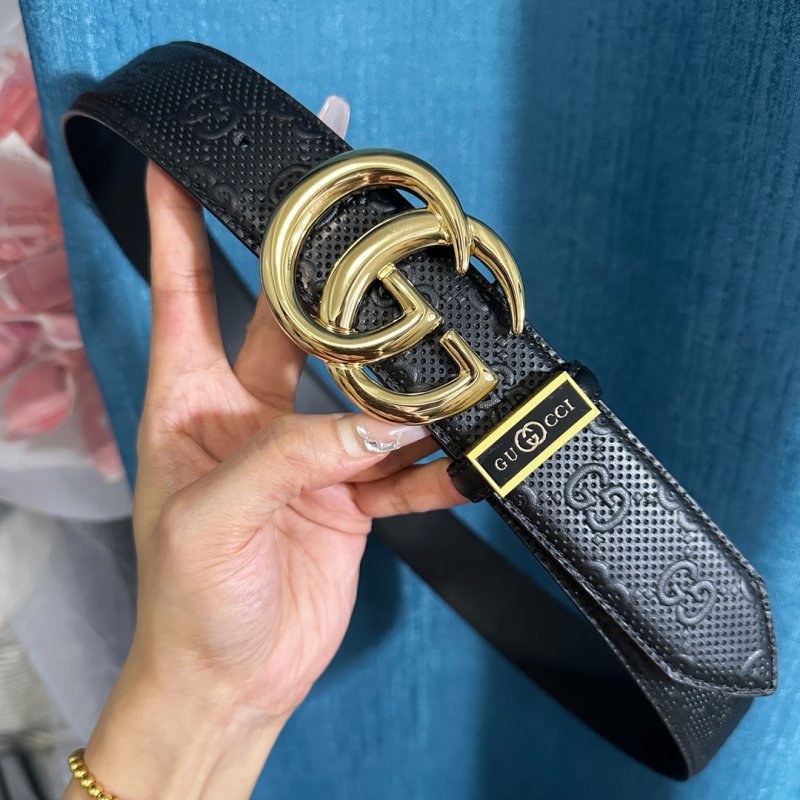 Gucci GG Marmont Black Leather Belt with Gold Buckle view