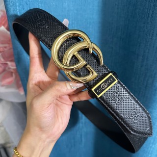 Gucci GG Marmont Black Leather Belt with Gold Buckle view 5