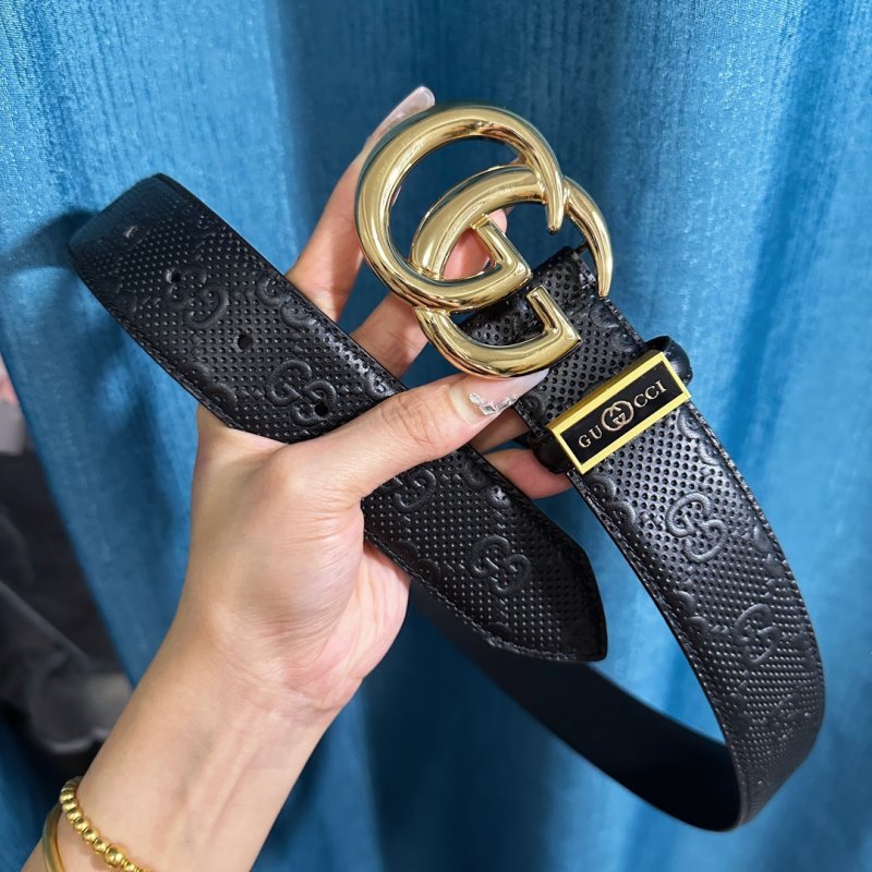 Gucci GG Marmont Black Leather Belt with Gold Buckle view