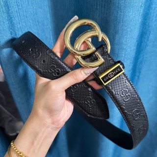 Gucci GG Marmont Black Leather Belt with Gold Buckle view 6