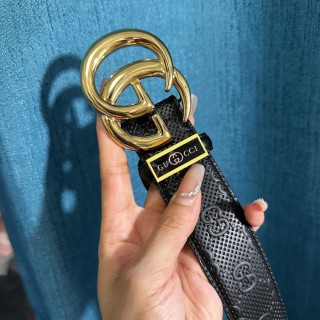 Gucci GG Marmont Black Leather Belt with Gold Buckle view 7