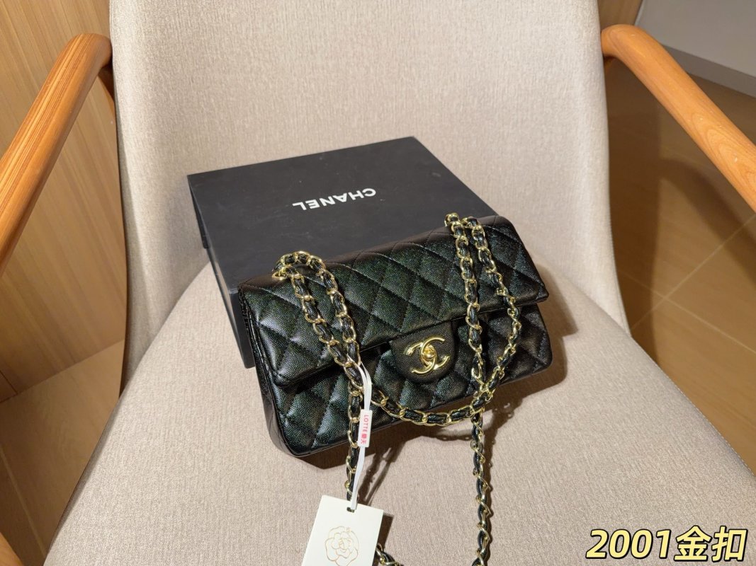 Chanel Classic Caviar Flap Bag 25cm Black Gold Hardware