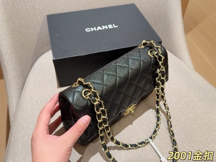 Chanel Classic Caviar Flap Bag 25cm Black Gold Hardware view 7