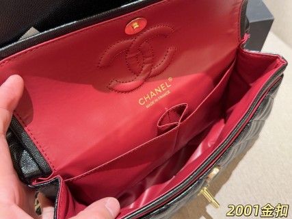 Chanel Classic Caviar Flap Bag 25cm Black Gold Hardware view 9