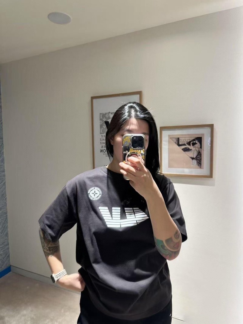 Black Graphic Short Sleeve T-Shirt with Embroidered Logo