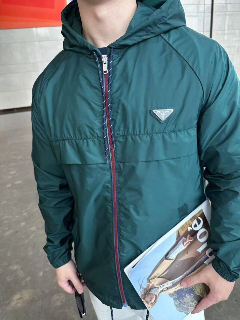 Prada Nylon Hooded Windbreaker Jacket Teal Green