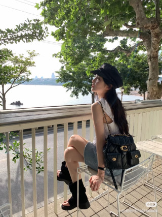 Chloe C Quilted Black Shoulder Bag