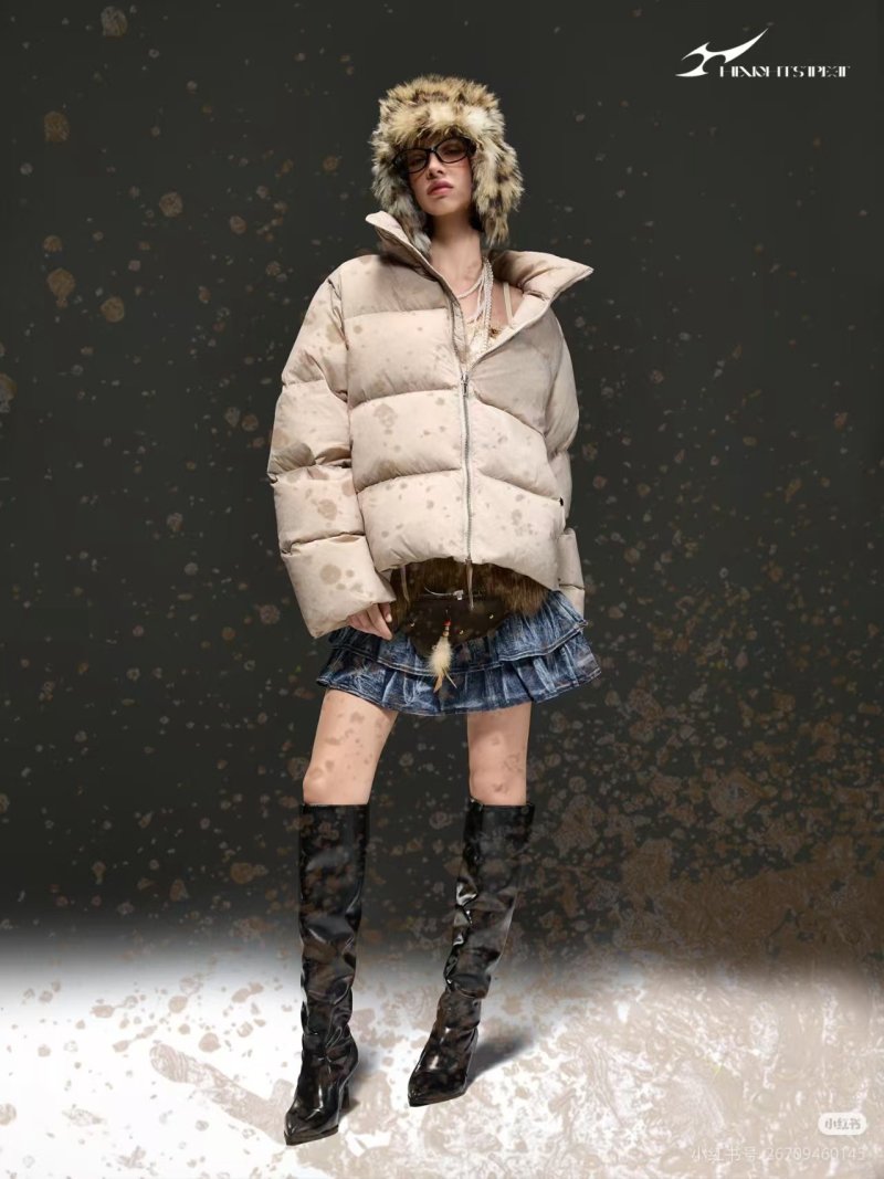 Premium Puffer Down Jacket - Cream view