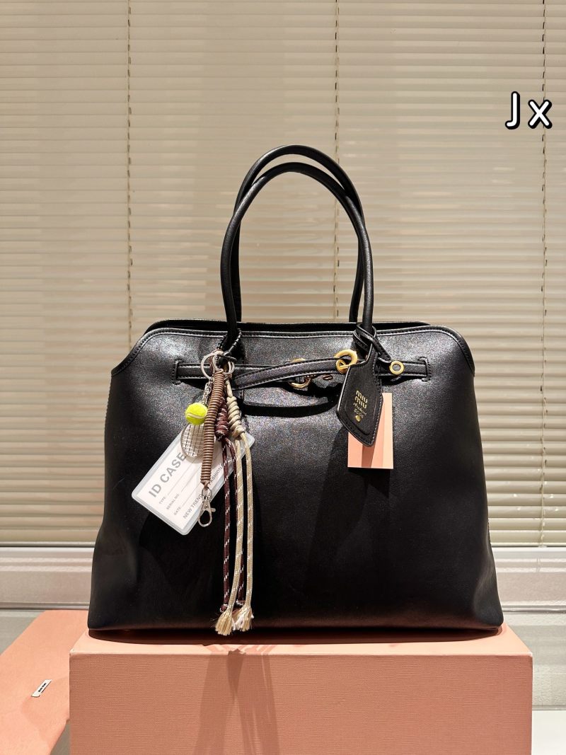 Miu Miu Shell Tote Bag Black Leather