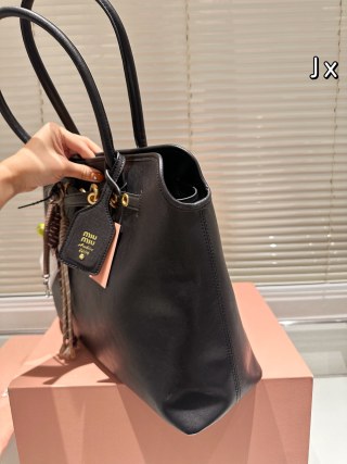 Miu Miu Shell Tote Bag Black Leather view 5