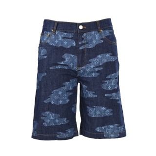 Louis Vuitton Camouflage Denim Shorts - Navy