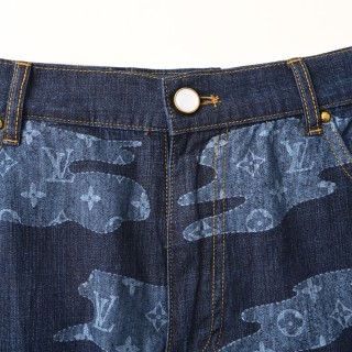 Louis Vuitton Camouflage Denim Shorts - Navy view 4