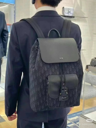 Dior Monogram Canvas Backpack Black view 3