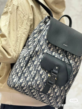 Dior Monogram Canvas Backpack Black view 4