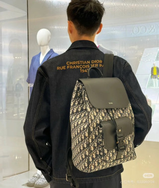 Dior Monogram Canvas Backpack Black view 5